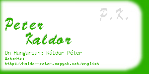 peter kaldor business card